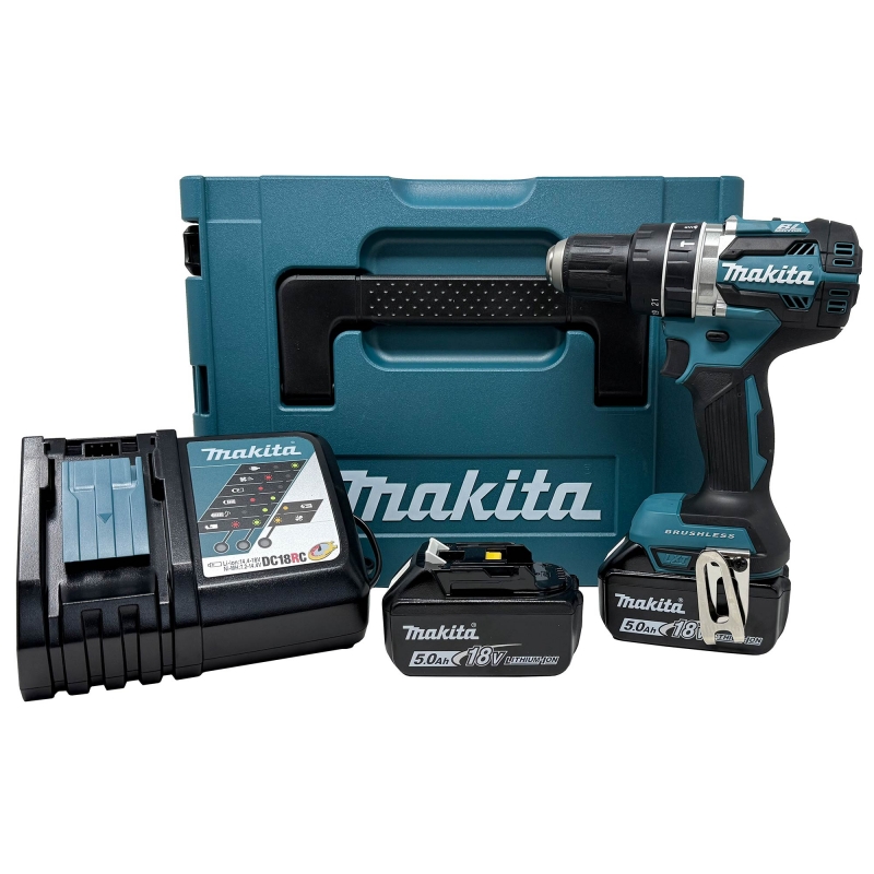 MAKITA MAKITA DHP484RTJ 18v Brushless Combi Drill with 2x5ah Batteries