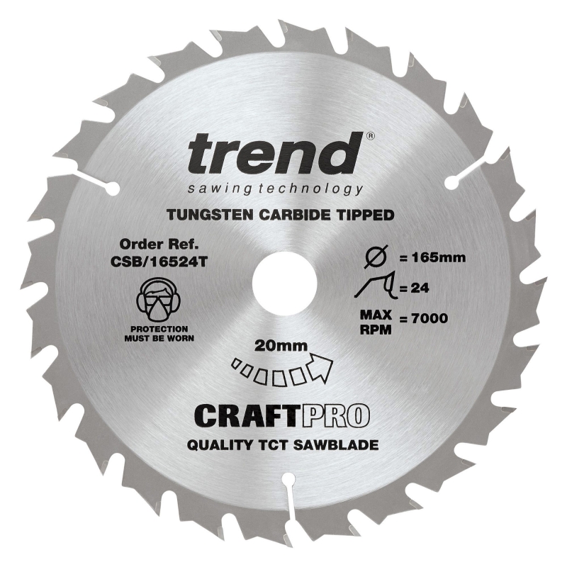 TREND TREND CSB/16524T 165mm x 20mm 24T Craft Saw Blade