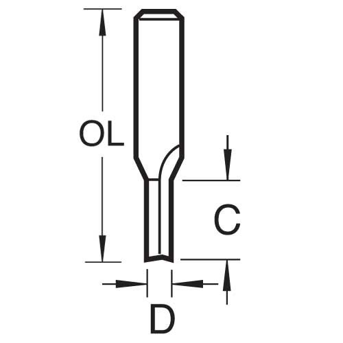 TREND TREND 3/07X1/4TC Two Flute Cutter 4mm x 16mm