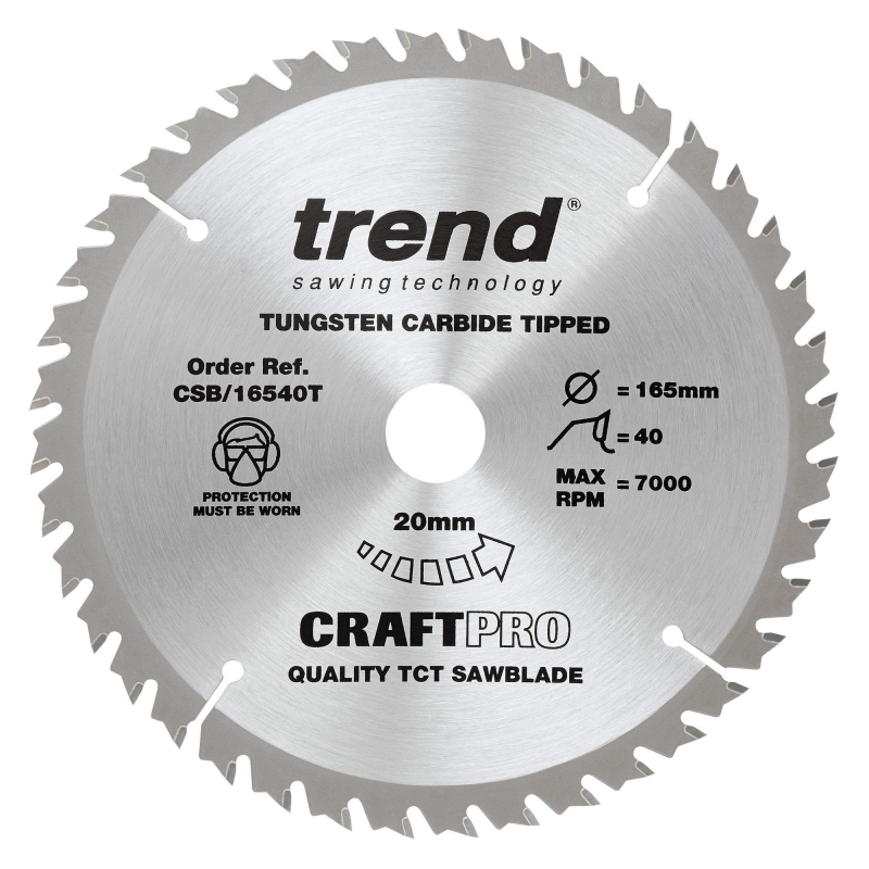 TREND TREND CSB/16540T 165mm x 20mm 40T Craft Saw Blade