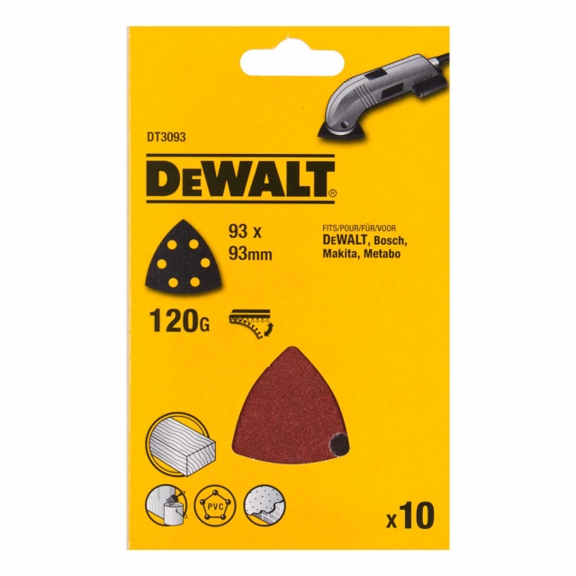 DEWALT DEWALT DT3093QZ 93x93mm 120G Sanding Sheet 10 pack