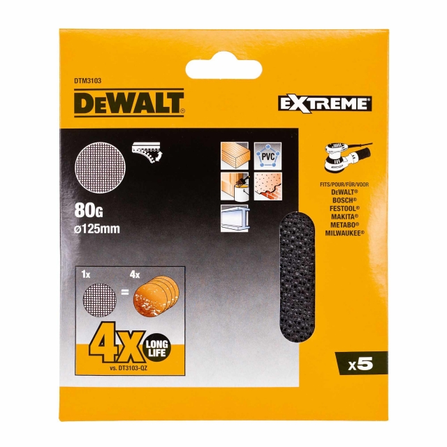 DEWALT DEWALT DTM3103 125mm 80G Mesh Sanding Disc 5 pack