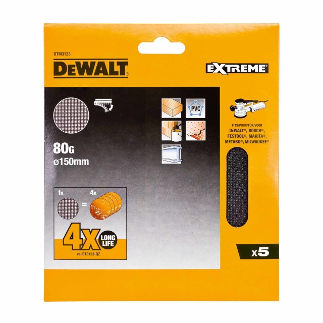 DEWALT DEWALT DTM3123 150mm 80G Mesh Sanding Disc 5pk