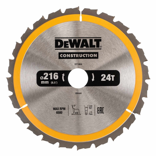 DEWALT DEWALT DT1952 216x30mm 24T Construction Saw Blade