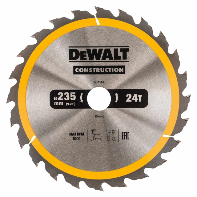 DEWALT DEWALT DT1954 235x30mm 24T Construction Saw Blade