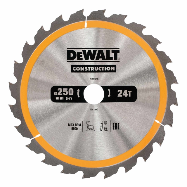 DEWALT DEWALT DT1956 250x30mm 24T Construction Saw Blade