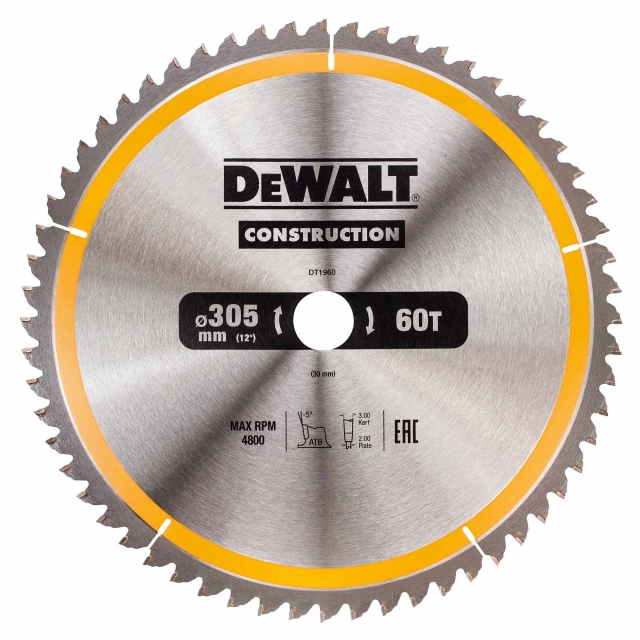 DEWALT DEWALT DT1960 305x30mm 60T Construction Saw Blade