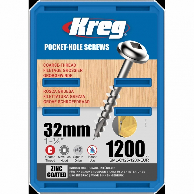 KREG KREG SML-C125-1200-INT 32mm No.8 Coarse Washer Head Screws 1200pk