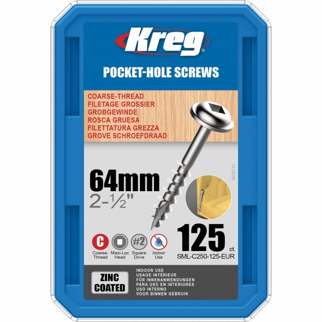 KREG KREG SML-C250-125-INT 64mm No.8 Coarse Washer Head Screws 125pk