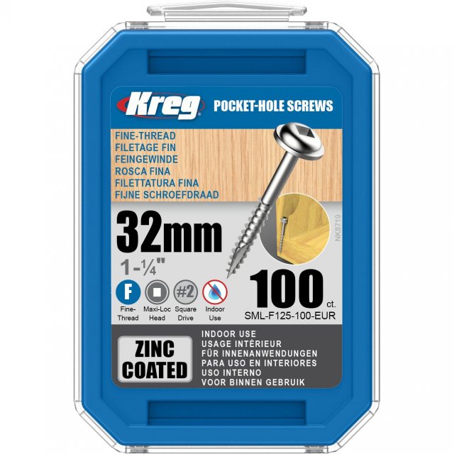 KREG KREG SML-F125-100-INT 32mm No.7 Fine Washer Head Screws 100pk