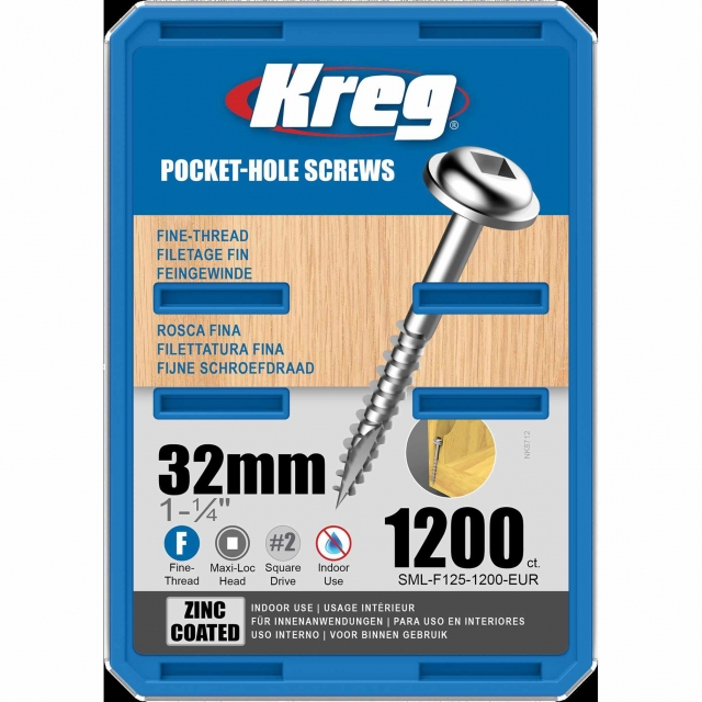 KREG KREG SML-F125-1200-INT 32mm No.7 Fine Washer Head Screws 1200pk