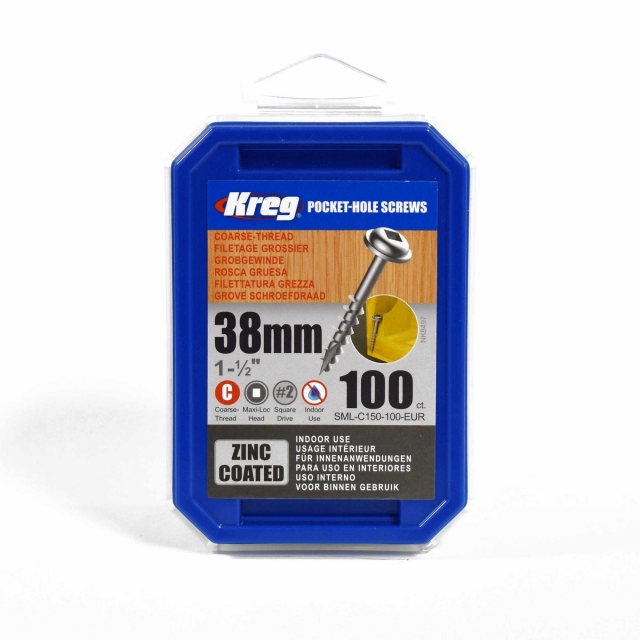 KREG KREG  SML-C150-100-INT 38mm Coarse Washer Head Screws 100pk