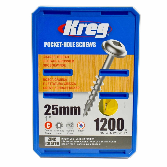 KREG KREG SML-C1-1200-INT 25mm Coarse Washer Head Screws 1200pk
