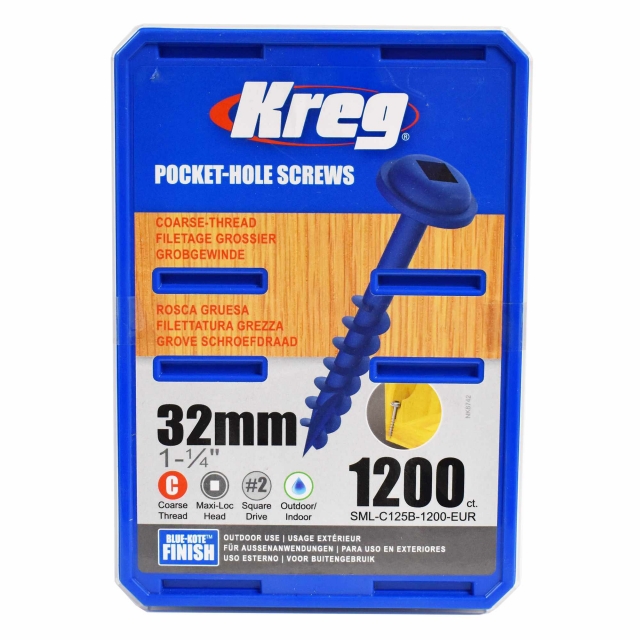 KREG KREG SML-C125B-1200-INT 32mm BlueKote Washer Head Screw 1200pk