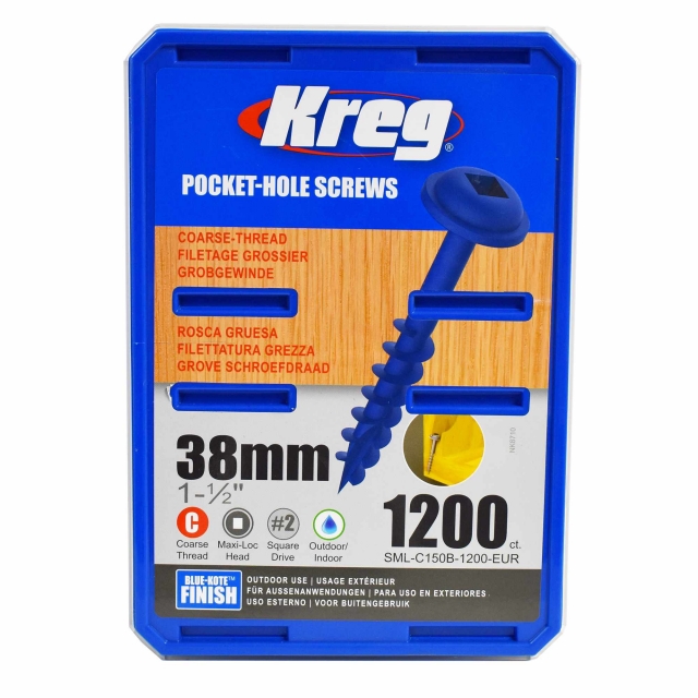 KREG KREG SML-C150B-1200-INT 38mm BlueKote Washer Head Screws 1200pk